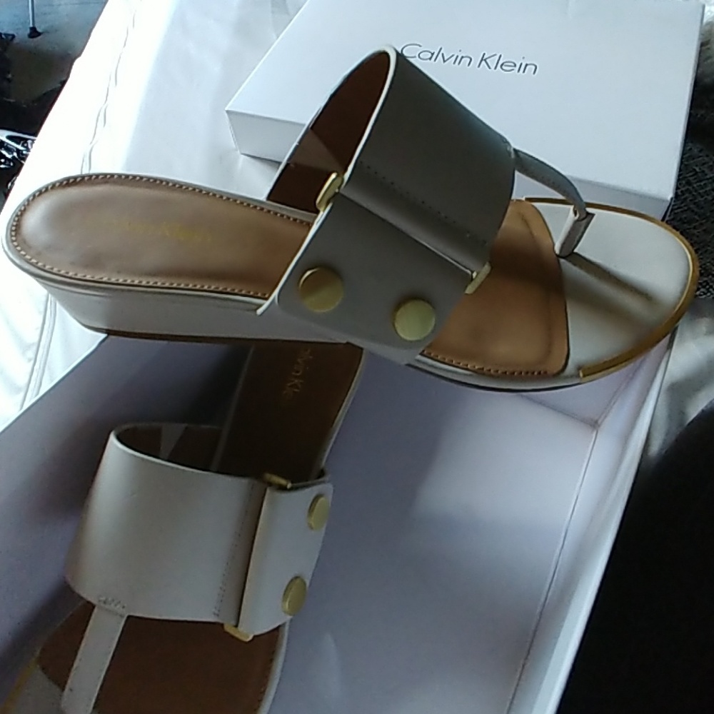 Calvin Klein dress shoes sandal slip on wedge